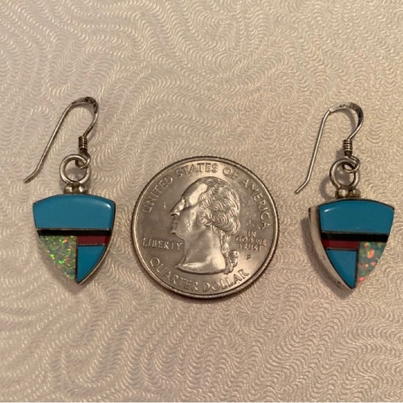 Southwest Multi-stone Inlay Earrings - New without tags - Picture 3 of 5